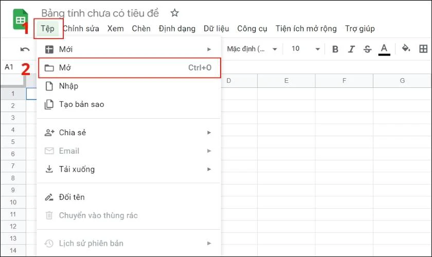 mở file csv online bằng google sheets
