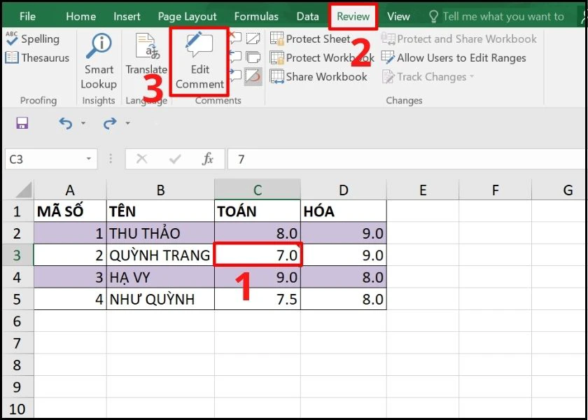 chỉnh sửa comment