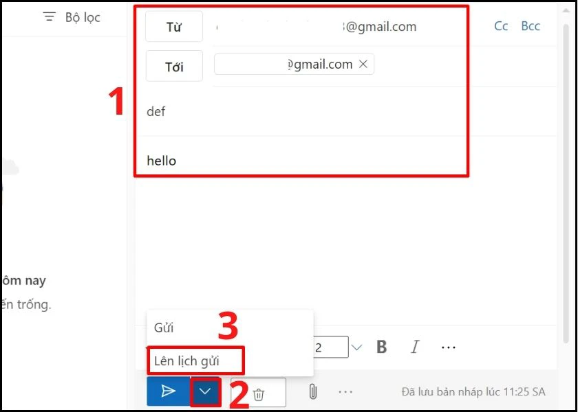 hẹn giờ gửi thư tr&ecirc;n outlook - bước 2