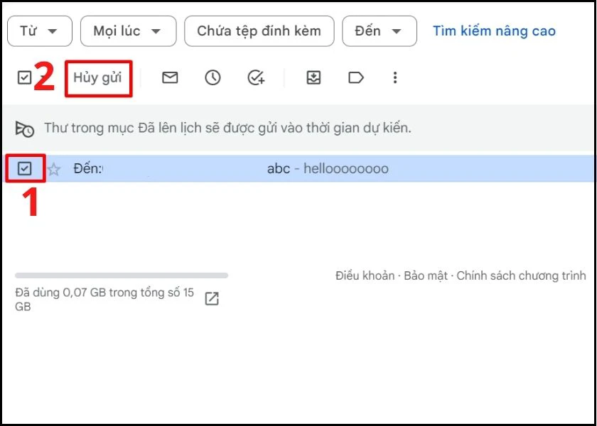 c&aacute;ch hủy đặt lịch gửi mail 