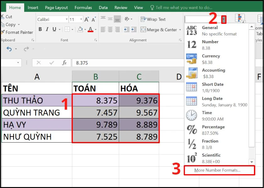 L&agrave;m tr&ograve;n số trong Excel