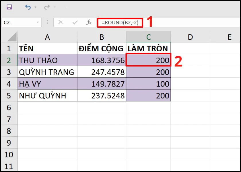 l&agrave;m tr&ograve;n số l&ecirc;n bằng h&agrave;m round