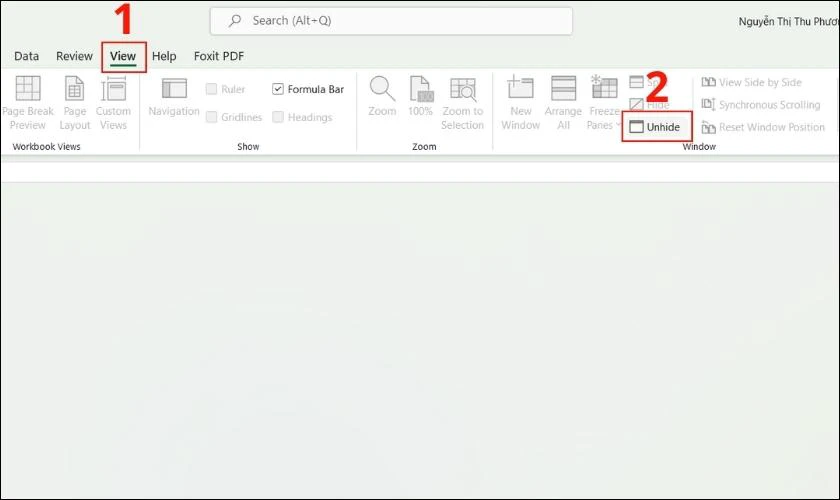 bỏ ẩn Sheet khắc phục lỗi không mở được file excel