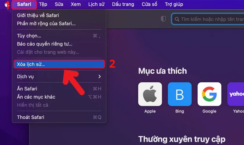 x&oacute;a lịch sử Safari