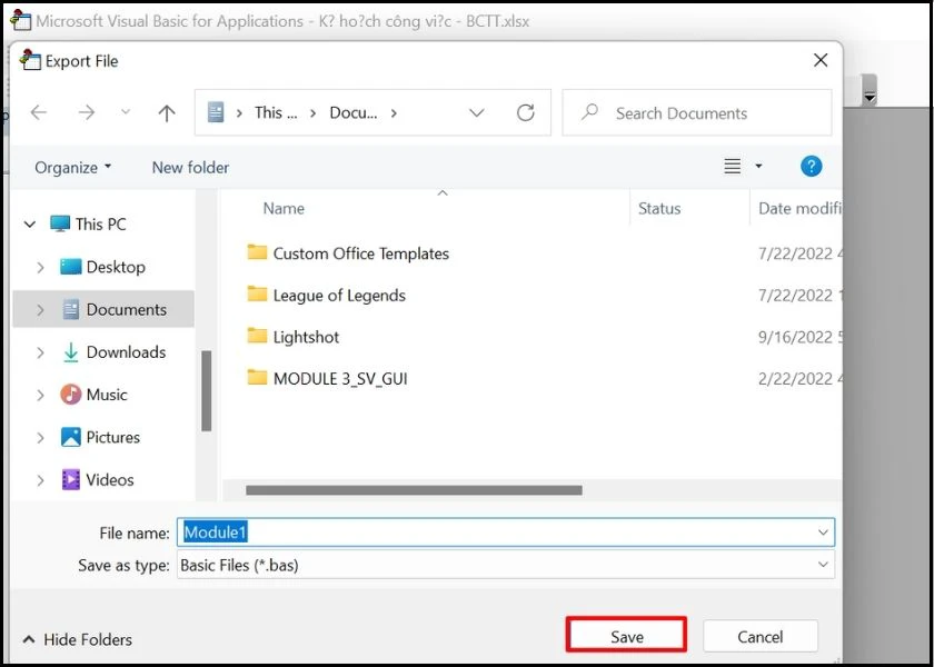 nhấn save lưu file macro