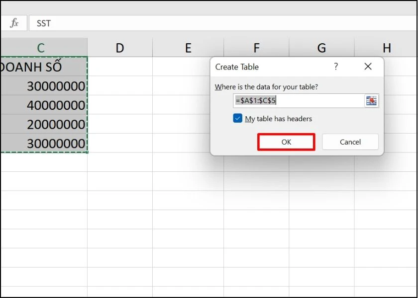 create table