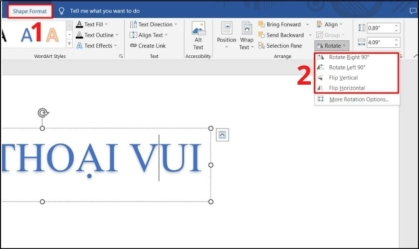 c&aacute;ch xoay ngang chữ trong word