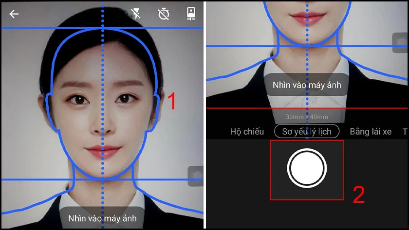 nhấn vào nút chụp để chụp hình