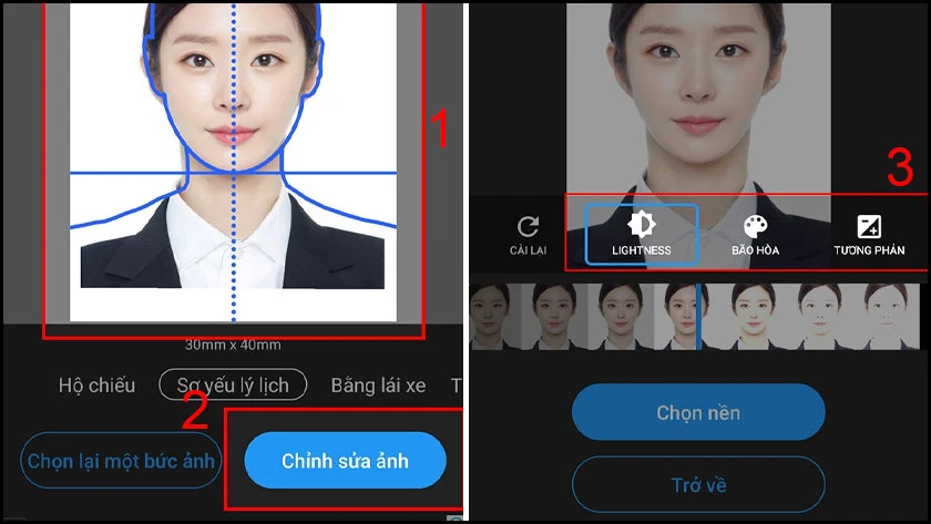 chỉnh độ sáng, tương phản cho ảnh thẻ vừa chụp