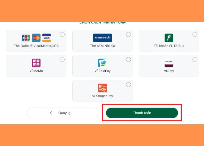chọn phương thức thanh to&aacute;n khi mua v&eacute; xe phương trang online
