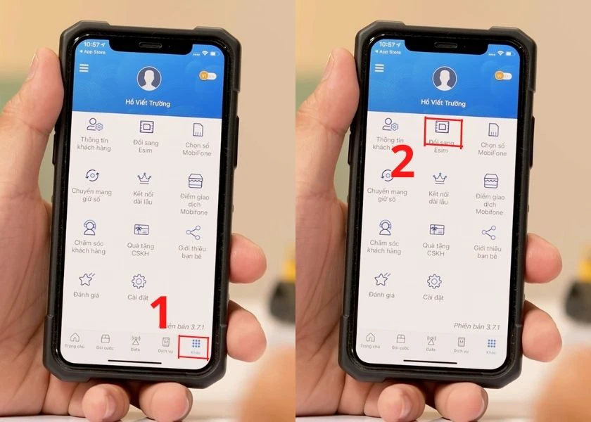 chọn đổi sang esim