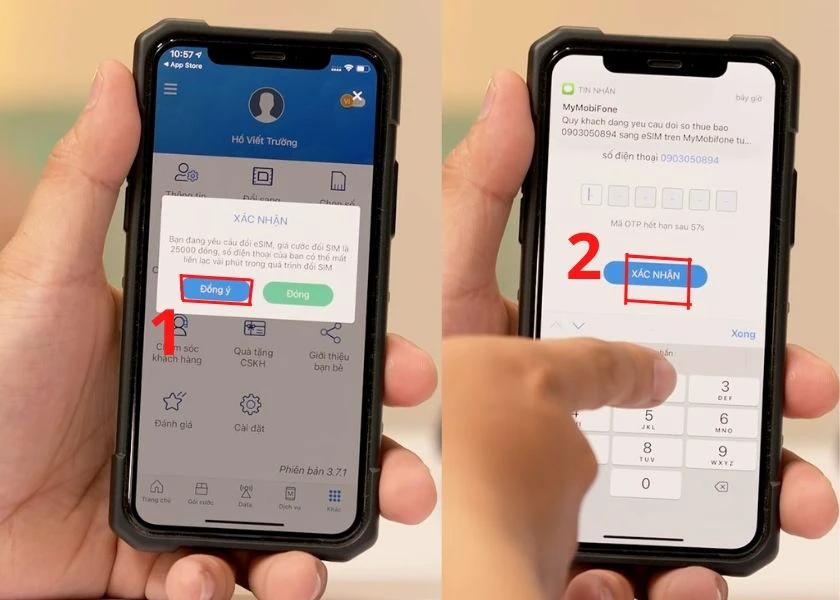 nhập m&atilde; otp v&agrave; nhấn x&aacute;c nhận