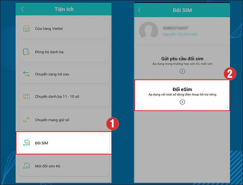 chọn đổi esim