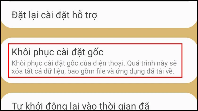 khôi phục cài đặt gốc