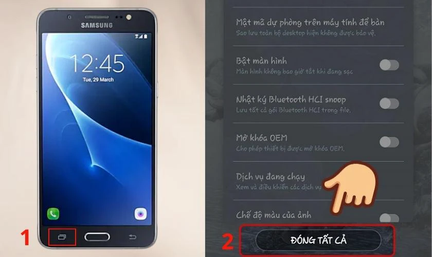 tắt ứng dụng chạy ngầm tr&ecirc;n samsung