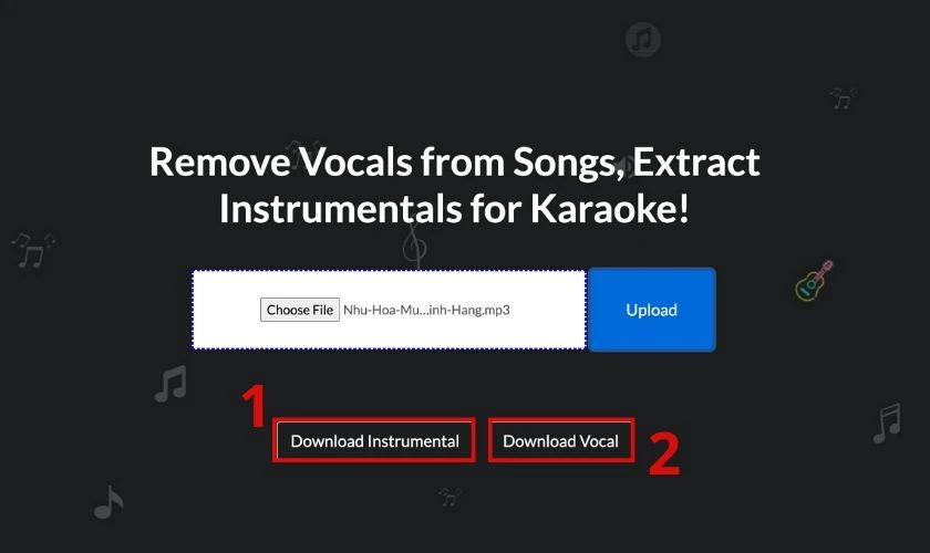 tuỳ chọn tải xuống beat hoặc lời b&agrave;i h&aacute;t