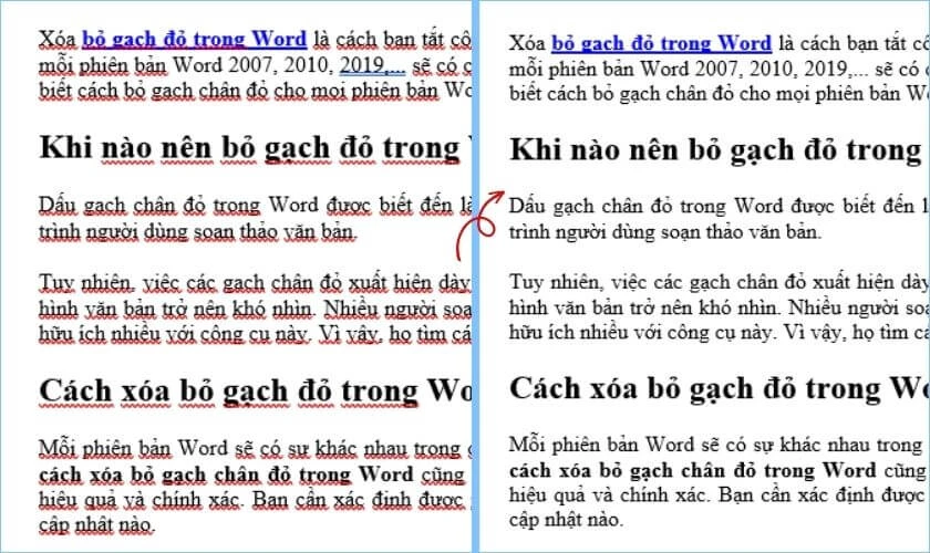 kết quả sau khi tắt kiểm tra ch&iacute;nh tả trong word