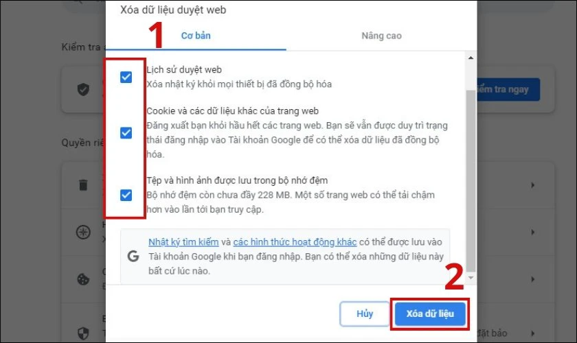 xóa bộ nhớ cache để khắc phục mạng yếu
