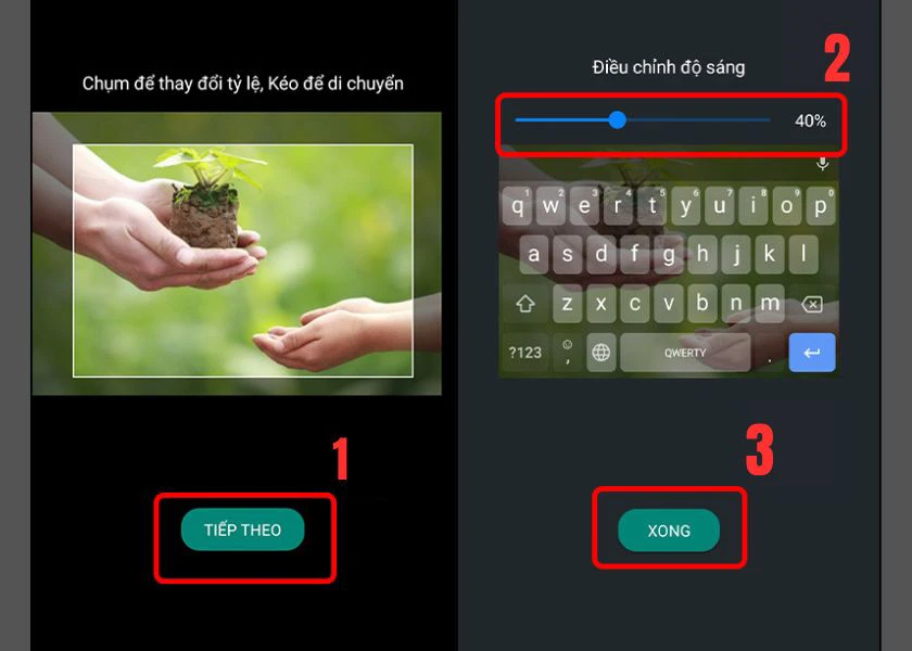 điều chỉnh độ s&aacute;ng bức ảnh v&agrave; nhấn xong