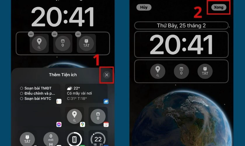 th&ecirc;m widget v&agrave;o h&igrave;nh nền