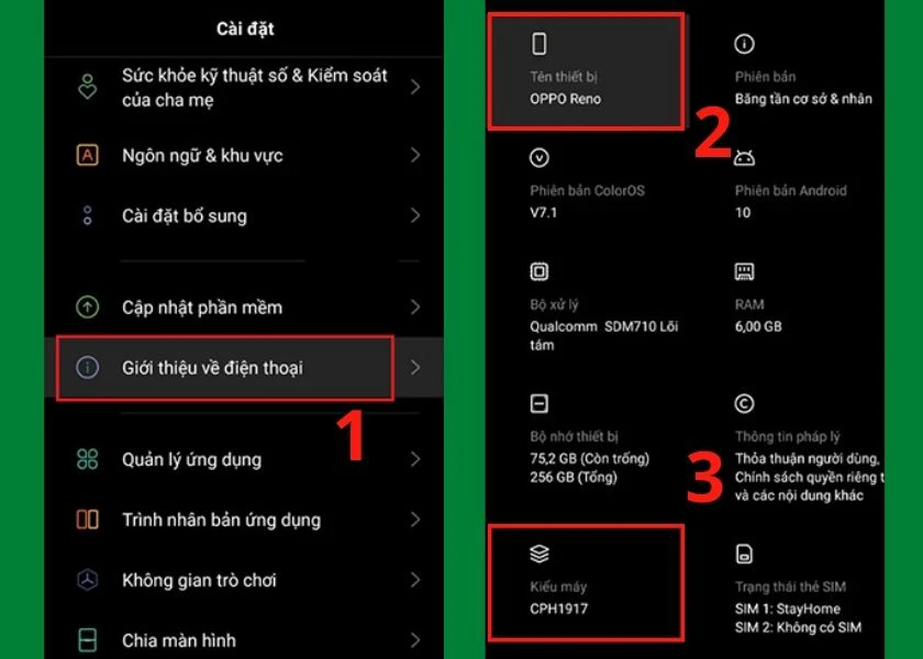 check kiểu máy oppo