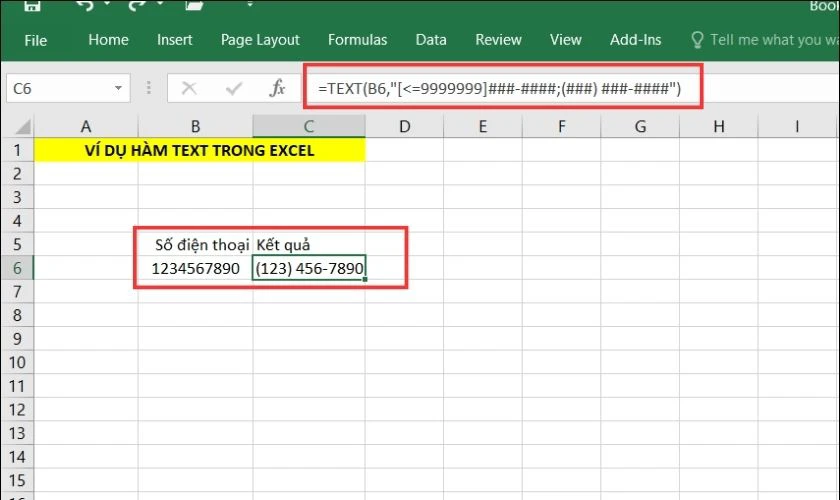 chuyển gi&aacute; trị số trong &ocirc; th&agrave;nh số điện thoại bằng h&agrave;m lấy text trong excel