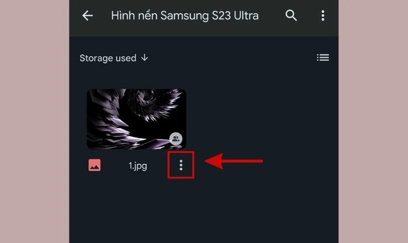 click v&agrave;o t&ugrave;y chọn
