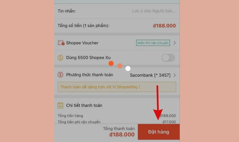 Spam vào nút Đặt hàng