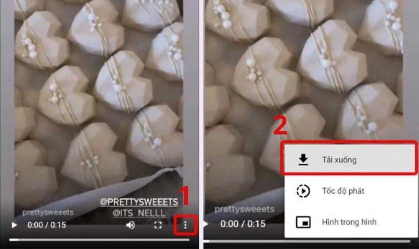 chọn v&agrave;o tải xuống để lưu video story instagram về m&aacute;y