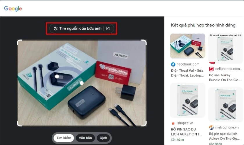 tìm facebook qua google ảnh