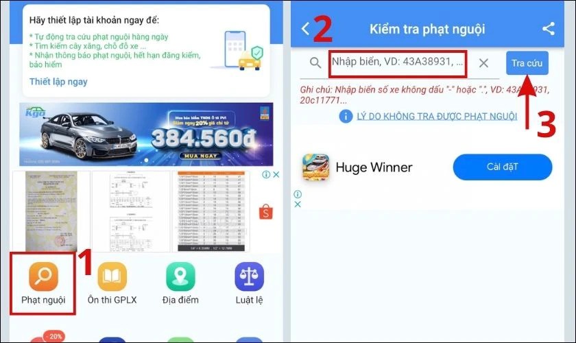 tra cứu phạt nguội bằng KGO