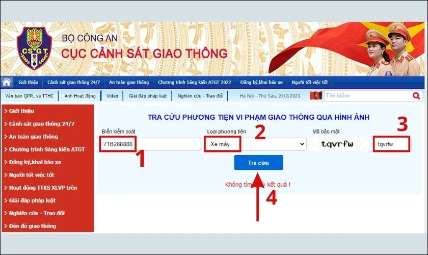 kiểm tra phạt nguội tr&ecirc;n cục cảnh s&aacute;t giao th&ocirc;ng