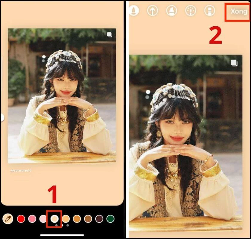 nhấn giữ một vị tr&iacute; bất kỳ ở nền story