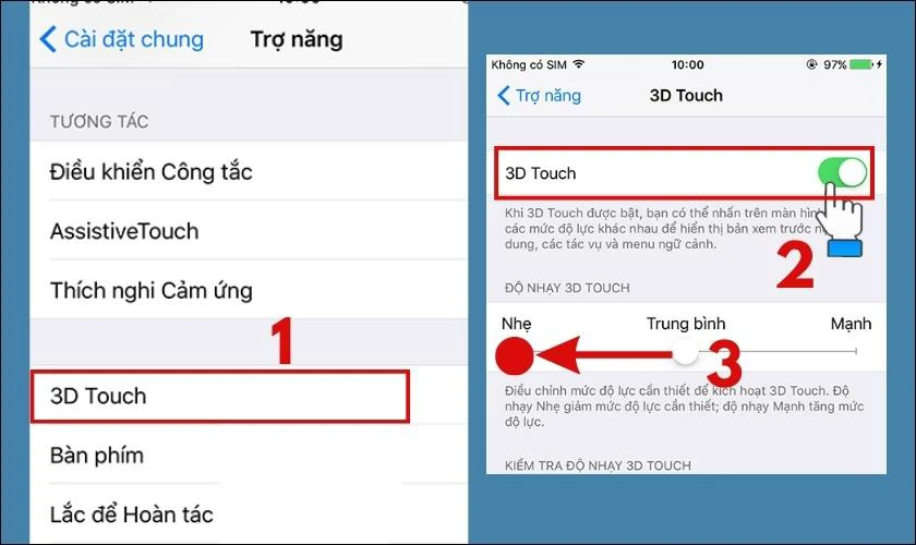 c&aacute;ch bật 3d touch nhanh ch&oacute;ng