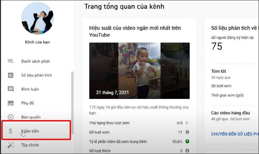 chọn kiếm tiền tr&ecirc;n thanh c&ocirc;ng cụ