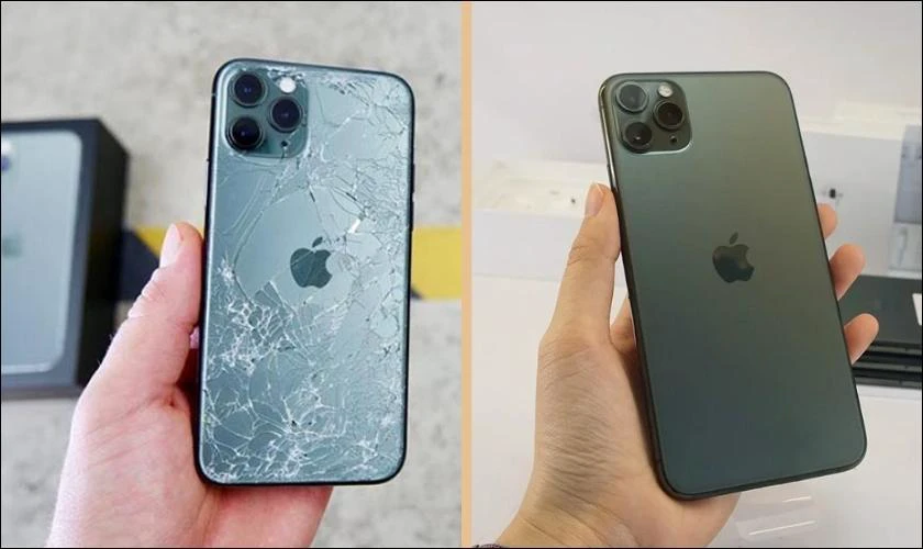 kiểm tra mặt kính lưng iphone 11 pro max cũ