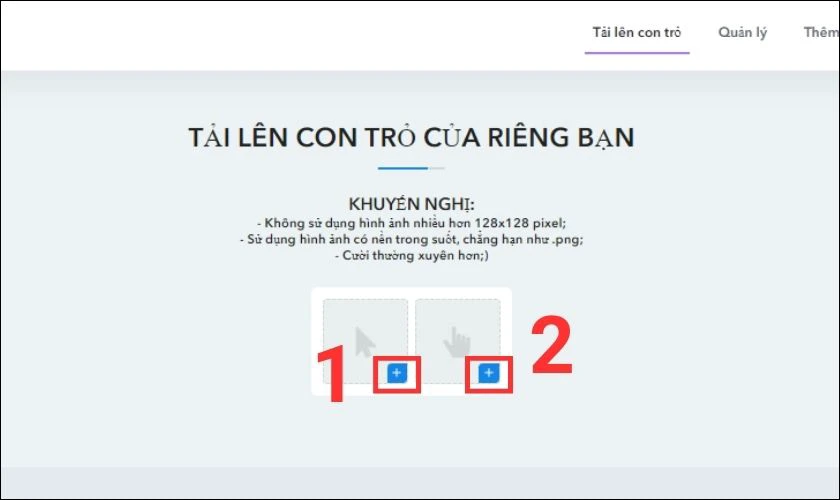  tải l&ecirc;n ảnh con trỏ chuột ri&ecirc;ng