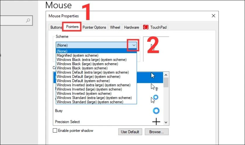 hướng dẫn c&agrave;i trỏ chuột kh&aacute;c tr&ecirc;n win 10