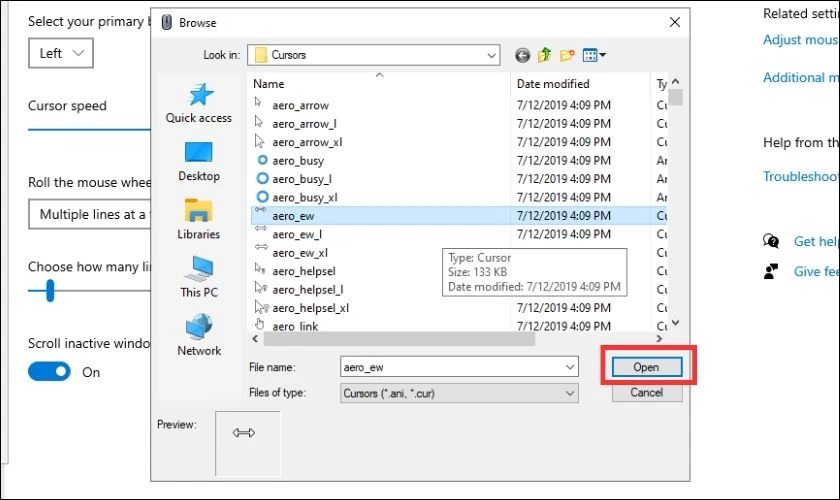 thay đổi h&igrave;nh dạng cursor tr&ecirc;n m&aacute;y t&iacute;nh