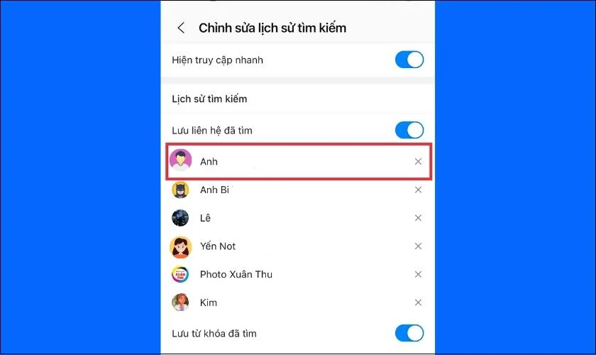 xóa người dùng bạn muốn xóa