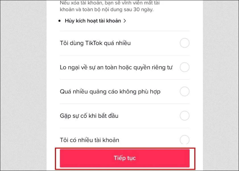 hướng dẫn x&oacute;a t&agrave;i khoản tiktok c&aacute; nh&acirc;n