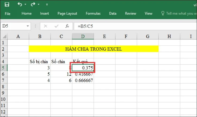 chia phần trăm tr&ecirc;n excel
