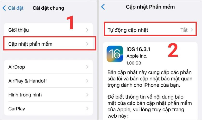 cách bật tự động cập nhật phần mềm trên iphone
