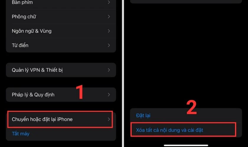 chuyển và cài đặt lại iphone trước khi mua