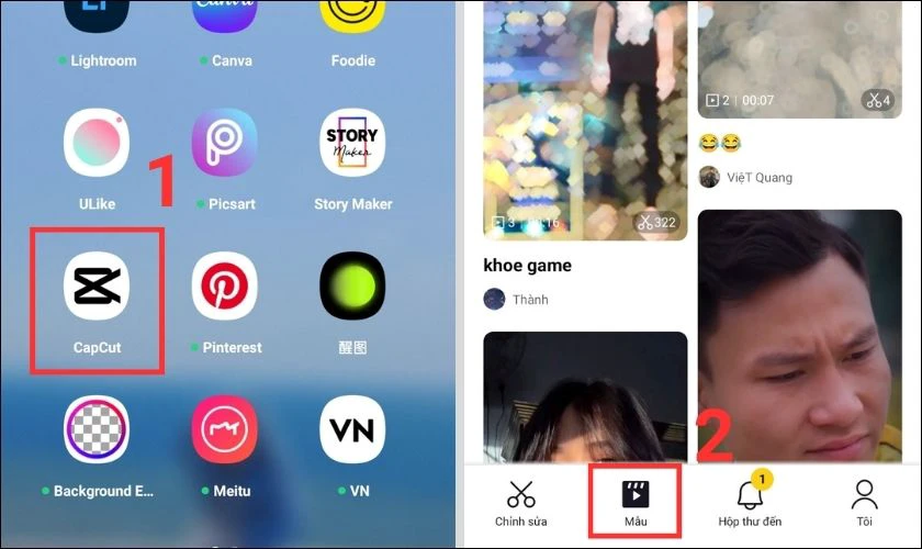 c&aacute;ch d&ugrave;ng template capcut tr&ecirc;n điện thoại