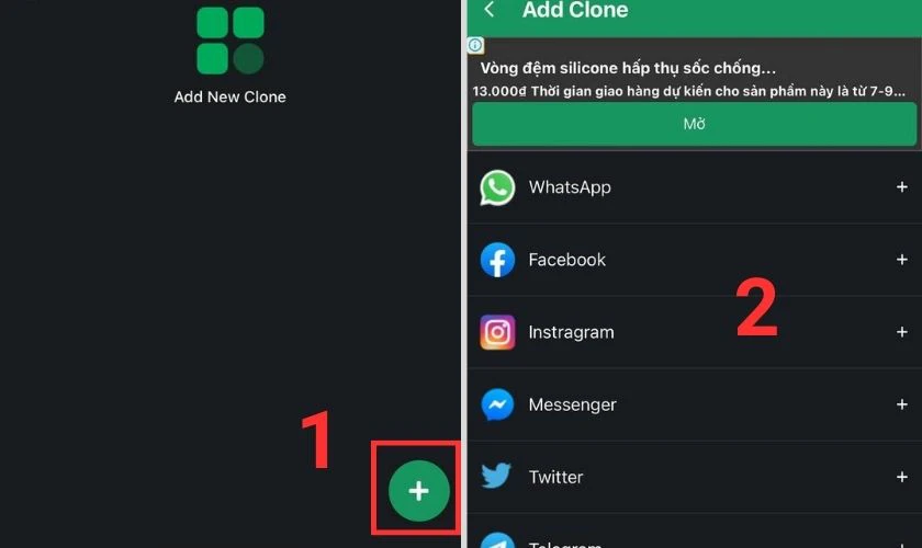 tạo ứng dụng k&eacute;p với clone app