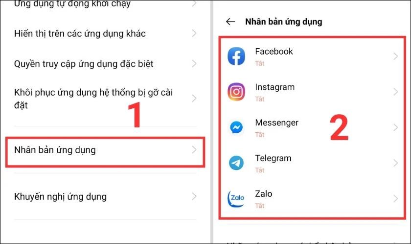 tạo bản sao ứng dụng tr&ecirc;n oppo