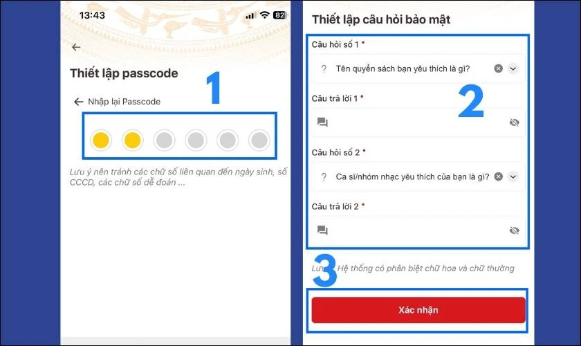 thiết lập mật khẩu ứng dụng vneid