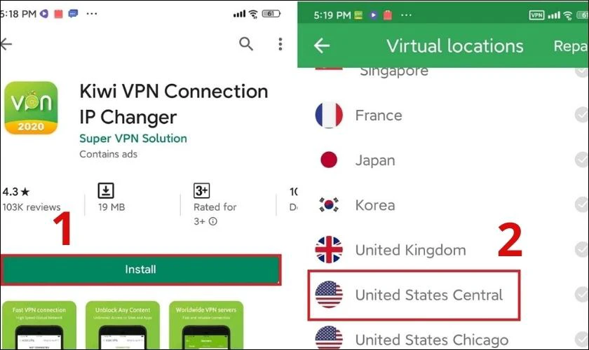 chuyển v&ugrave;ng tr&ecirc;n android