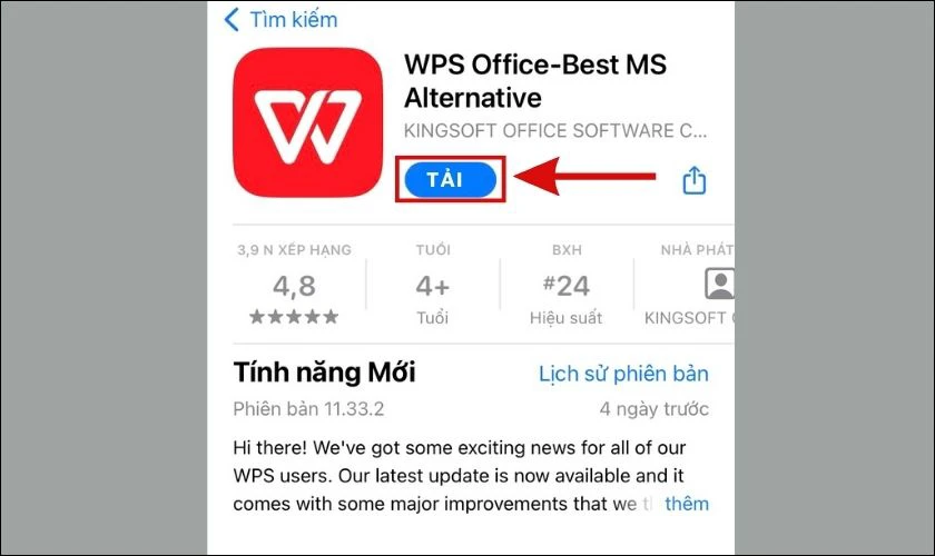 tải wps office tr&ecirc;n iphone
